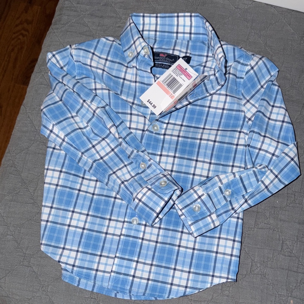 Vineyard Vines Blue Plaid Toddler Shirt
